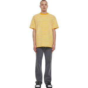 Tricou lejer cu model in dungi - Alb/Portocaliu imagine