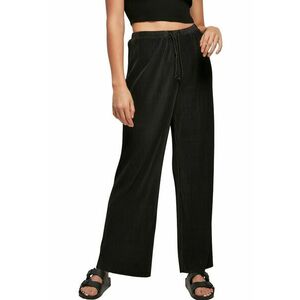 Pantaloni striati cu croiala dreapta si snur de ajustare - Negru imagine