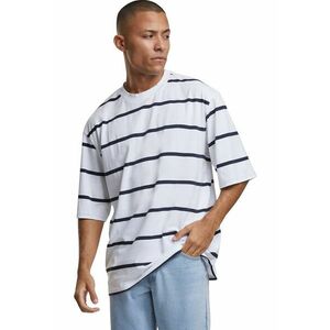 Tricou supradimensionat cu model in dungi - Albastru ultramarin/Alb optic imagine