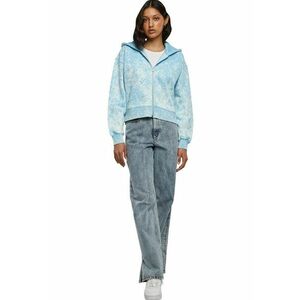 Hanorac crop cu model tie-dye - Albastru glaciar/Alb murdar imagine
