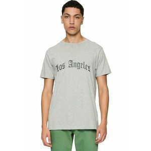 Tricou regular fit cu model text - Gri melange imagine