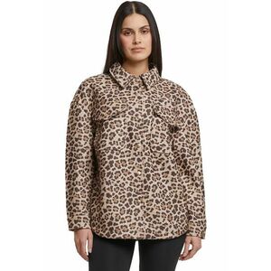 Jacheta-camasa cu model animal print si buzunare pe piept - Maro inchis/Bej/Maro deschis imagine
