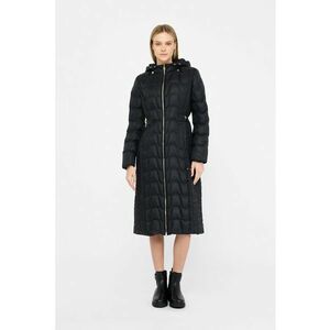 Geaca lunga matlasata cu gluga - Negru imagine