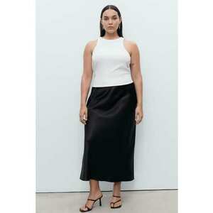Fusta midi de satin - Negru imagine