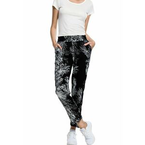 Pantaloni cu model abstract - Alb/Negru imagine