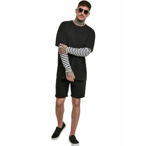 Bluza cu model 2in1 si maneci cazute - Negru imagine