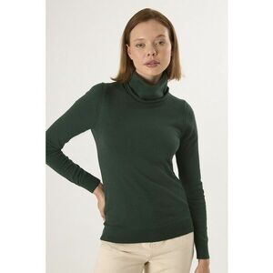 Pulover tricotat fin cu guler inalt - Verde aquamarin imagine
