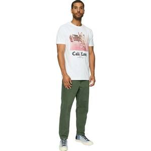 Tricou din bumbac cu decolteu la baza gatului si model grafic - Alb imagine