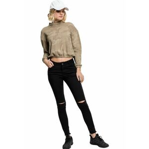 Bluza crop cu imprimeu camuflaj - Maro nisip imagine