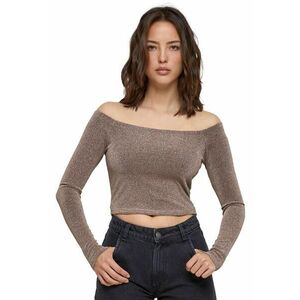 Bluza crop stralucitoare - Maro taupe imagine