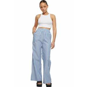 Pantaloni cu talie inalta si model in dungi - Alb/Albastru imagine