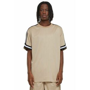 Tricou cu benzi contrastante pe maneci - Bej imagine