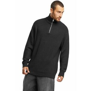 Pulover tricotat cu guler cu fermoar - Negru imagine