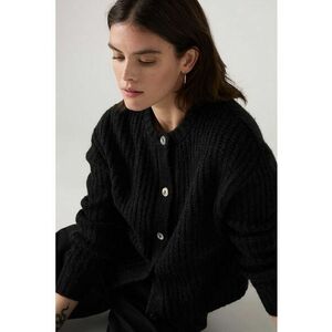 Cardigan striat cu nasturi - Negru imagine