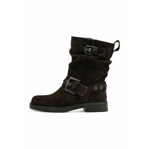 Ghete de piele cu bareta decorativa cu catarama - Maro cognac imagine