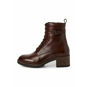 Ghete de piele cu garnituri cu perforatii - Maro cognac imagine