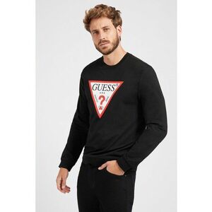 Bluza sport cu imprimeu logo si decolteu la baza gatului - Alb/Negru imagine