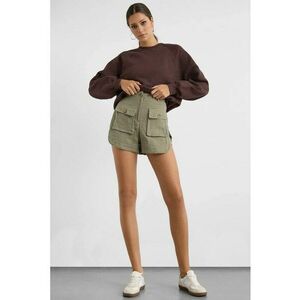 Pantaloni scurti dama cu buzunare aplicate - poliester - Verde kaki - imagine