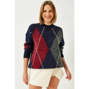 Pulover dama - supradimensionat - tricot jacquard - multicolor - imagine