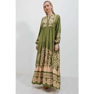 Rochie maxi HiCCUP BDART - decolteu in V - captusita - textil - kaki imagine