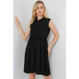 Rochie midi HiCCUP fără mâneci cu nasturi - Negru imagine