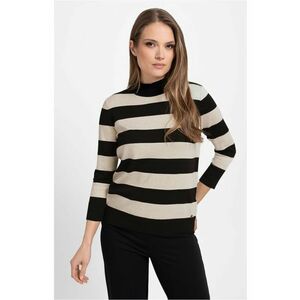 Pulover cu guler inalt - dama - maneci trei sferturi - S-Tess - in dungi bej melange si negru - Negru/Bej melange imagine