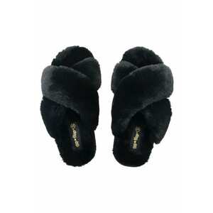 Slapi papuci dama - bretele incrucisate - negru - textil imagine