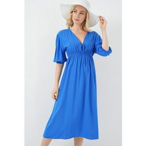 Rochie midi HiCCUP - croiala in A - albastru indigo - textil imagine