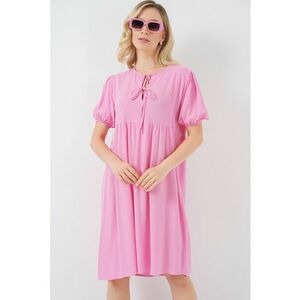 Rochie midi HiCCUP BDART - roz - textil - cu snur imagine