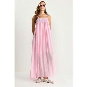 Rochie HiCCUP LUCCI - guler patrat - brodat - roz - textil imagine