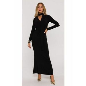 Rochie maxi cu accesorizata cu o esarfa - Negru imagine