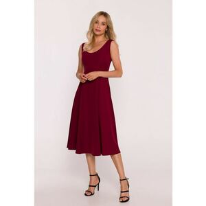 Rochie midi evazata fara maneci - Visiniu imagine