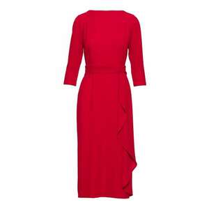 Rochie midi cu volan decorativ - Rosu imagine