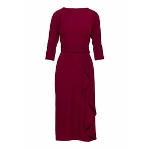 Rochie midi cu volan decorativ - Visiniu imagine