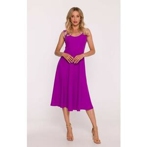 Rochie midi evazata fara maneci - Violet imagine