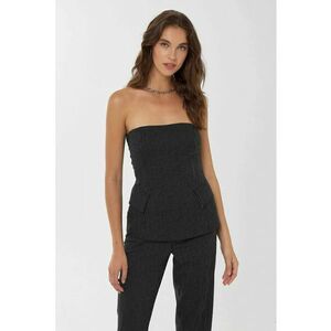 Top dama - fara bretele - dungi - negru - textil imagine