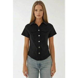 Camasa dama - textil - maneca scurta - negru imagine