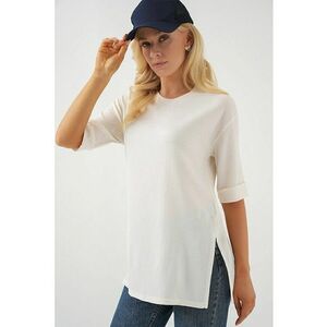 Tricou dama HiCCUP - texturat - maneca scurta - alb - poliester imagine
