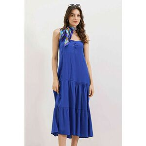 Rochie midi dama - HiCCUP - lejera - decolteu patrat - poliester - albastru imagine