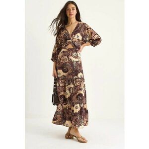 Rochie maxi - HiCCUP - imprimeu etnic - decolteu in V - multicolor - textil imagine