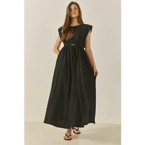 Rochie maxi texturata HiCCUP LUCCI - negru - poliester imagine