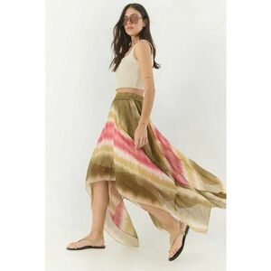 Fusta maxi - cu captuseala - degrade - verde-roz - tul imagine
