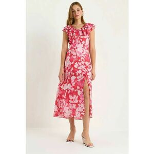 Rochie midi HiCCUP LUCCI cu volane - roz - poliester imagine