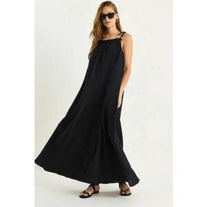 Rochie maxi HiCCUP LUCCI - decolteu patrat - textil - negru imagine