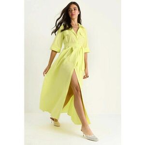 Rochie midi - HiCCUP tip camasa - inchidere cu nasturi - galben - textil imagine