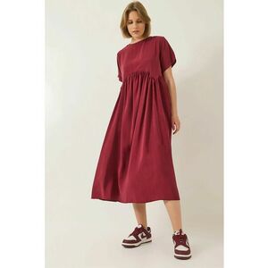 Rochie midi HiCCUP LUCCI cu volane - visiniu - poliester imagine