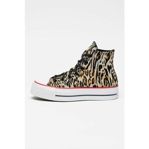 Tenisi mid-cut cu talpa flatform si model animal print Lift Hi - Negru/Bej imagine