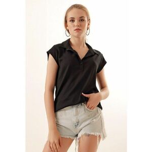 Tricou dama - jerseu - negru - imagine