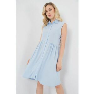 Rochie midi - HiCCUP - fara maneci - cu nasturi - albastra - textil imagine