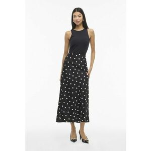 Fusta midi din satin Ellette - Negru/Alb optic imagine